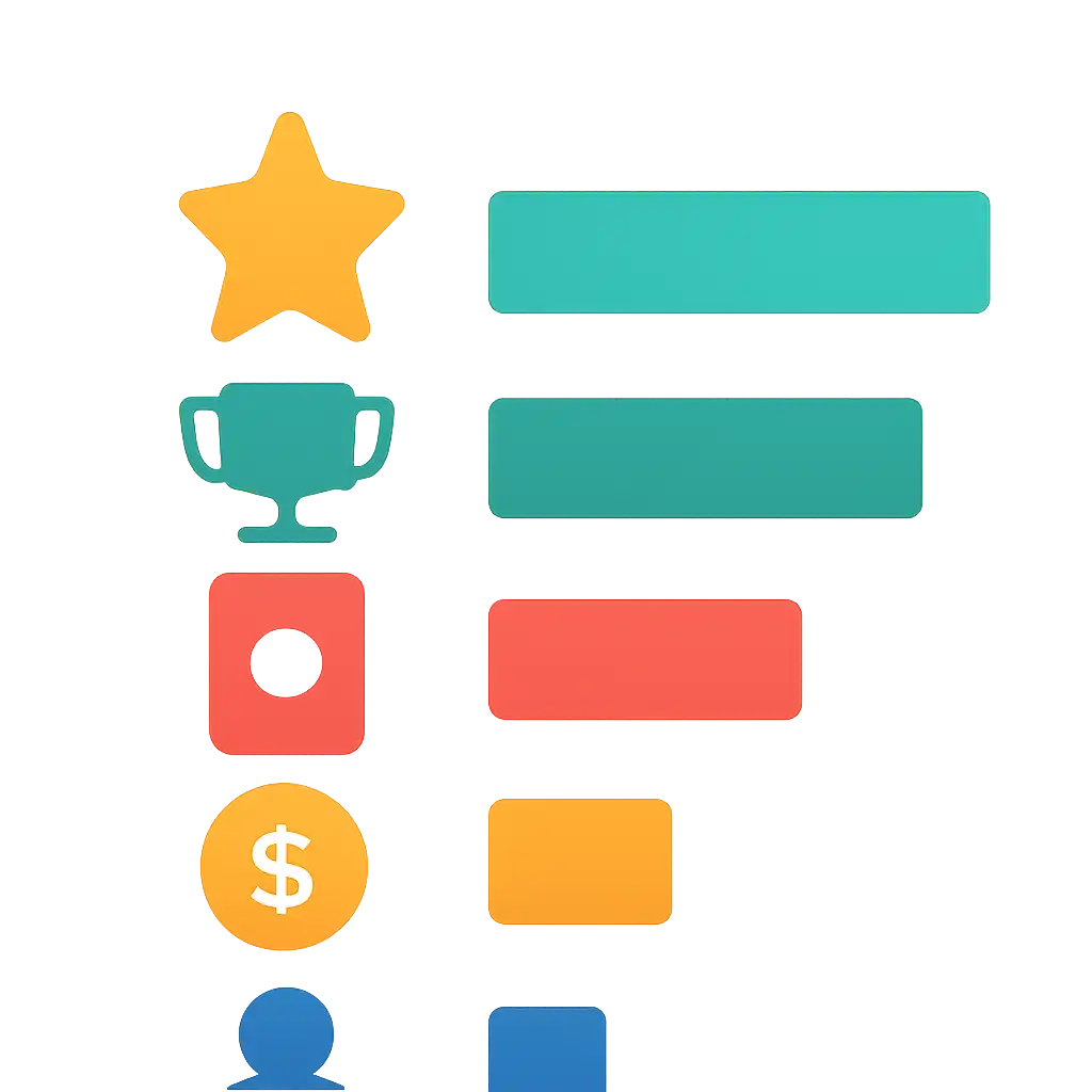 Infographic comparing options using coloured bars and icons only, no text or labels, flat design, Star star